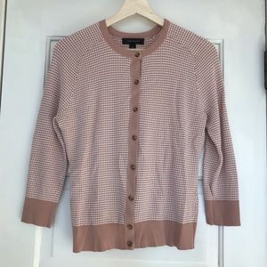 Ann Taylor Blush Pink and White Cardigan | Size M